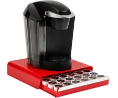 Mind Reader 'hero' stalčius 36 Dolce Gusto / Keurig K-cup/ Verismo / Cbtl kapsulėms, raudonas kavos kapsulių laikymo stalčius