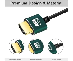 Mini Hdmi į Hdmi kabelis 0.3m, plonas, lankstus, 4k@60hz