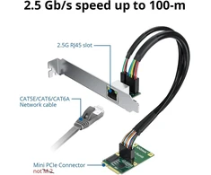 Mini pcie 2.5g ethernet tinklo plokštė, 30 cm kabelio ilgis, su led lempute, vienas rj45 prievadas, mini pice sąsaja, ne m.2
