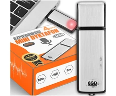 Mini šnipinėjimo diktofonas pasiklausymo įrenginys pendrive diskretiškas Usb registratorius 2in1