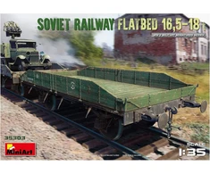 Miniart 35303 1:35 Sov. platforminis vagonas 16.5-18 t. - tiksli kopija, modeliavimas, plastikinis rinkinys, rankdarbiai, hobis, klijavimas, modelio rinkinys, surinkimas, nedažytas, pilkas