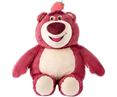 Miniso Lotso mielas žaislas, istorijos apie žaislus Lotso pliušinis žaislas 25 x 16 cm, mielas Lotso pliušinis žaislas su braškėmis, lengvi ir minkšti pliušiniai žaislai apkabinimui ir žaidimams