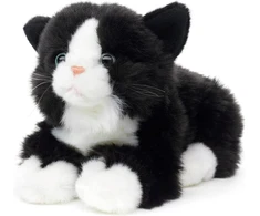 Minkštas pliušinis kačiukas, 20 cm, juodai baltas