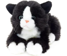 Minkštas pliušinis kačiukas, 20 cm, juodai baltas