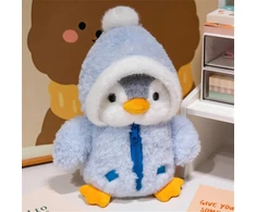 Minkštas pliušinis pingvinas, 25 cm, mėlynas, žaislas vaikams