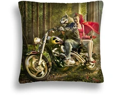Minky pagalvė motor 09 raudonkepuraitė ir vilkas 50x50