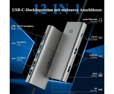 Minthouz usb c dokas, 12-in-1 trigubas monitoriaus usb c šakotuvas, skirtas dell hp lenovo, thunderbolt4 ir 100w pd, 4k@144hz dp+2×hdmi, 4×type 3.0/2.0, gigabitinis lan, sd/tf mini dokas, skirtas win11/macos13+linux