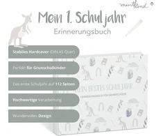 Mintkind® albumas "mano pirmieji mokslo metai" atmintinė, dovana Rugsėjo 1-ajai mergaitėms ir berniukams, mokyklinės tūtos užpildymas, dovanų idėjos pradedantiesiems