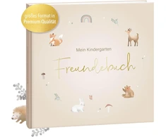 Vinilinė plokštelė Mintkind® Draugystės knyga "forest" vaikų darželiui, draugystės knyga pildymui, draugystės knyga mergaitėms ir berniukams, vaikams pritaikyti šablonai ir mielos iliustracijos