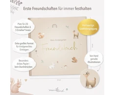 Vinilinė plokštelė Mintkind® Draugystės knyga "forest" vaikų darželiui, draugystės knyga pildymui, draugystės knyga mergaitėms ir berniukams, vaikams pritaikyti šablonai ir mielos iliustracijos