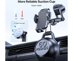 Miracase automobilinis telefono laikiklis [patobulintas siurbtukas ir metalinis dvigubas kabliukas] mobiliojo telefono laikiklis automobilio ventiliacijos angos prietaisų skydeliui priekiniam stiklui automobilinis mobiliojo telefono laikiklis, skirtas iph