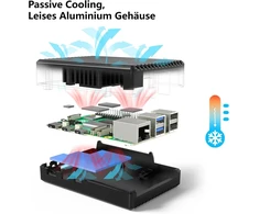 Miuzei Metalinis dėklas Raspberry Pi 5 su pasyviu aušinimu