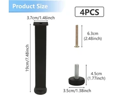 Mivide 4 x lovos pagrindas, 20 cm grotelių rėmo kojelės, metalinis prisukamas lovos pagrindas, reguliuojamos kojelės grotelių rėmui, lovai, sofai, spintelėms (juodos spalvos)