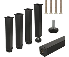 Mivide 4 x lovos pagrindas, 20 cm grotelių rėmo kojelės, metalinis prisukamas lovos pagrindas, reguliuojamos kojelės grotelių rėmui, lovai, sofai, spintelėms (juodos spalvos)