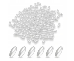 Mixform Balti akriliniai perlai „ryžiai“ 8x4mm, 25g