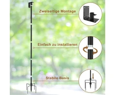 Mixxidea Paukščių namelio stovas 203 cm, reguliuojamo aukščio paukščių lesyklėlės stulpas, universalus stovų rinkinys su 5 šakų pagrindais sodui, laukui, pievai (paukščių namelis nepridedamas)