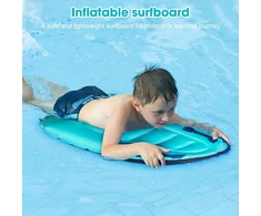 Mizikuu pripučiamas bodyboard'as, bodyboard'as, pripučiama plaukimo lenta su rankenomis, pripučiamas plaukimo ratas baseinui, banglentė, banglentė vaikams paplūdimiui, banglenčių sportui, baseinui, plaukiojimui, vasarai, vandens sportui, mėlyna