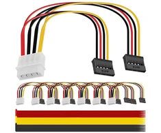 Mkbklljy 8 vnt. 4 kontaktų Molex į Dual Sata maitinimo Y kabelio adapteris 4 kontaktų Ide Molex Male į 15 kontaktų Dual Sata Female maitinimo paskirstymo kabelis (18 cm)