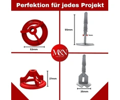 M&amp;n plytelių lyginimo sistema, rinkinys 1 mm, 1.5 mm, 2 mm, 3 mm mega pasirinkimas (100 x 1 mm skirtukų, 50 x traukimo gaubtų) – plytelių klojimo pagalbinė priemonė leien &amp; profesionalams – plytelių lyginimo sistemos priedai