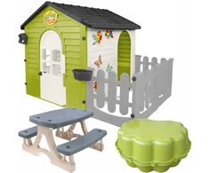 Mochtoys SODO NAMELIS SU TVORA STALAS SMĖLIO DĖŽĖ RINKINYS 3in1 KVADRATINIAI ŽAISLAI Lenkiškas