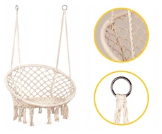 Modern Home Brazilijos kėdė Kabantis fotelis Boho gandralizdis smėlio spalvos 80 cm 150 kg