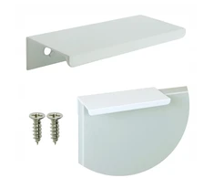 Moderni baldinė kraštinė rankenėlė spintelės stalčiui, balta, 90 / 64 mm