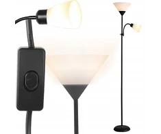 Modernus pastatomas šviestuvas E27 + E14 180cm stovintis naktinis skaitymui 2in1
