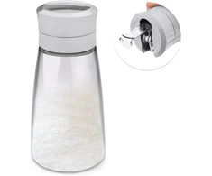 Modixun stiklinis cukraus dozatorius su automatiniu atverčiamu snapeliu, pasvertas pilstytuvas, cukraus indelis, 420 ml, cukrinė, skaldytas stiklas, druskos indelis, kavos baro reikmenys, 1 vnt.