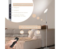 Lubinis šviestuvas Modlicht 30 W lubinis prožektorius Led reguliuojamo ryškumo pilkas, 3330 lm grindų šviestuvas Led su nuotolinio valdymo pulteliu ir jutikliniu valdymu, grindų šviestuvas svetainei su 4 spalvų temperatūromis, 1h laikmatis, modernūs grindų šviestuvai