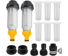 Moerae vandens filtras sodo žarnos rinkinys, 2 vnt. 3/4 colio vandens išankstinis filtras su 6 filtro įdėklais ir 5 greitaisiais adapteriais slėginiams plovikliams, sodo laistymui, sodo siurbliui, nameliui ant ratų, namų ūkiui