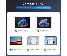 Moko ispanų jutiklinės dalies bluetooth klaviatūra, skirta 13 colių microsoft surface pro 11/ pro 10/ pro 9/ pro 8/ pro x, qwerty išdėstymo plona belaidė tipo dangtelio klaviatūra su rašiklio laikikliu (be įkrovimo), pilka