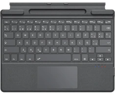 Moko ispanų jutiklinės dalies bluetooth klaviatūra, skirta 13 colių microsoft surface pro 11/ pro 10/ pro 9/ pro 8/ pro x, qwerty išdėstymo plona belaidė tipo dangtelio klaviatūra su rašiklio laikikliu (be įkrovimo), pilka