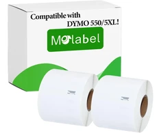 Molabel suderinami adreso lipdukai, skirti Dymo S0722430 99014 - suderinami su Dymo Labelwriter 550 spausdintuvais - 2 ritinėliai, 220 lipdukų ritinėlyje