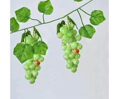 Molyorch 3 plastikinių vynuogių rinkinys, dirbtinės vynuogės, vynuogių dekoracija, vyno dekoravimui, dirbtinių vaisių atramos, sodas, biuras (žalia, fuksijų ir juoda)
