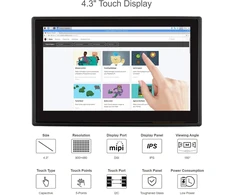 Monitorius Waveshare 4.3" Dsi Lcd su dėklu Raspberry Pi 4b