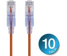 Monoprice Slimrun Cat6a Ethernet Patch kabelis - interneto tinklo laidas - Rj45, 550mhz, Utp, grynas varinis laidas, 10g, 30awg, 2.13m, oranžinis, 10 vnt.