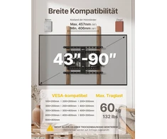 Montek Ultra plonas Tv laikiklis, 43-90 colių, pasukamas, 60 kg