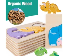 Montessori nuo 1, žaislas nuo 2 metų, montessori lavinamasis žaislas, dėlionė nuo 2 metų su 4 gyvūnų figūrėlėmis, dovana 1-3 metų berniukams ir mergaitėms, gyvūnų kortelių dėlionė mažyliams