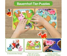 Montessori žaislas vaikams nuo 1 2 3 metų, dėlionės žaidimas „ūkis“ iš medžio, vaikiškas medinis žaislas motorikos įgūdžiams lavinti nuo 1 metų, žaislas kūdikiams, motorikos įgūdžių kubas, dovanos mergaitėms ir berniukams