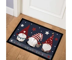 Moonworks® Durų kilimėlis Merry Christmas Gnome Stars Winter Motif Gnomes Dwarfs Neslystantis ir plaunamas juodas 60 x 40 cm