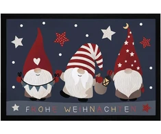 Moonworks® Durų kilimėlis Merry Christmas Gnome Stars Winter Motif Gnomes Dwarfs Neslystantis ir plaunamas juodas 60 x 40 cm