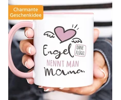 Moonworks® kavos puodelis "angelas be sparnų vadinamas mama" dovana tėvams mamai tėčiui rožinis vidus keramikinis puodelis