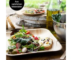 Moritz &amp; Moritz 25x vienkartinės lėkštės iš palmių lapų - kvadratinės vienkartinės lėkštės 25x25 cm - biologiškai skaidžios kompostuojamos ekologiškos vienkartinės lėkštės - kaip bambukinės lėkštės, medinės lėkštės, popierinės lėkštės