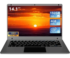 Morostron 14.1 colio nešiojamas kompiuteris, celeron keturių branduolių iki 2.2ghz, 4gb ram ir 192gb ssd, w11 nešiojamas kompiuteris su fhd ips, plonas ir lengvas nešiojamasis kompiuteris, skirtas darbui ir mokslams, pilkas, wps