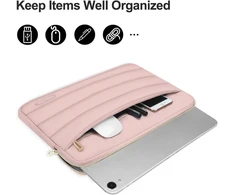 Mosiso puffy planšetinio kompiuterio dėklas, skirtas 13 colių ipad pro m4 ir ipad air m2 2024, ipad pro 12.9 colių m2 m1 6-osios 5-osios kartos su magic keyboard ir smart keyboard folio, puffy horizontalus dėklas su mažu dėklu, rožinis