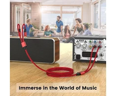 Moswag Stereo Rca Kabelis, 10m, Paauksuoti Jungtys, Pintas Nailonas
