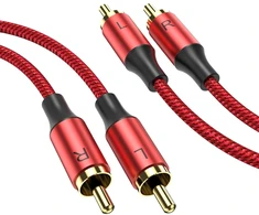 Moswag Stereo Rca Kabelis, 10m, Paauksuoti Jungtys, Pintas Nailonas