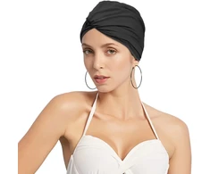 Moteriška plaukimo kepuraitė, elastinga turbaninė kepurė ilgiems plaukams, neslystanti plaukimo kepuraitė, madinga turbaninė kepurė, retro galvos apdangalas, maudymosi kepuraitės baseinui, paplūdimiui, Spa