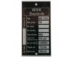 Motociklo rėmo identifikacinė lentelė Wsk 175 Świdnik M21w 2 ant rėmo