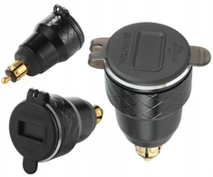 Motonet Įkroviklis 2x Usb Qc 3.0a Bmw Din lizdas voltmetras + išjungiklis